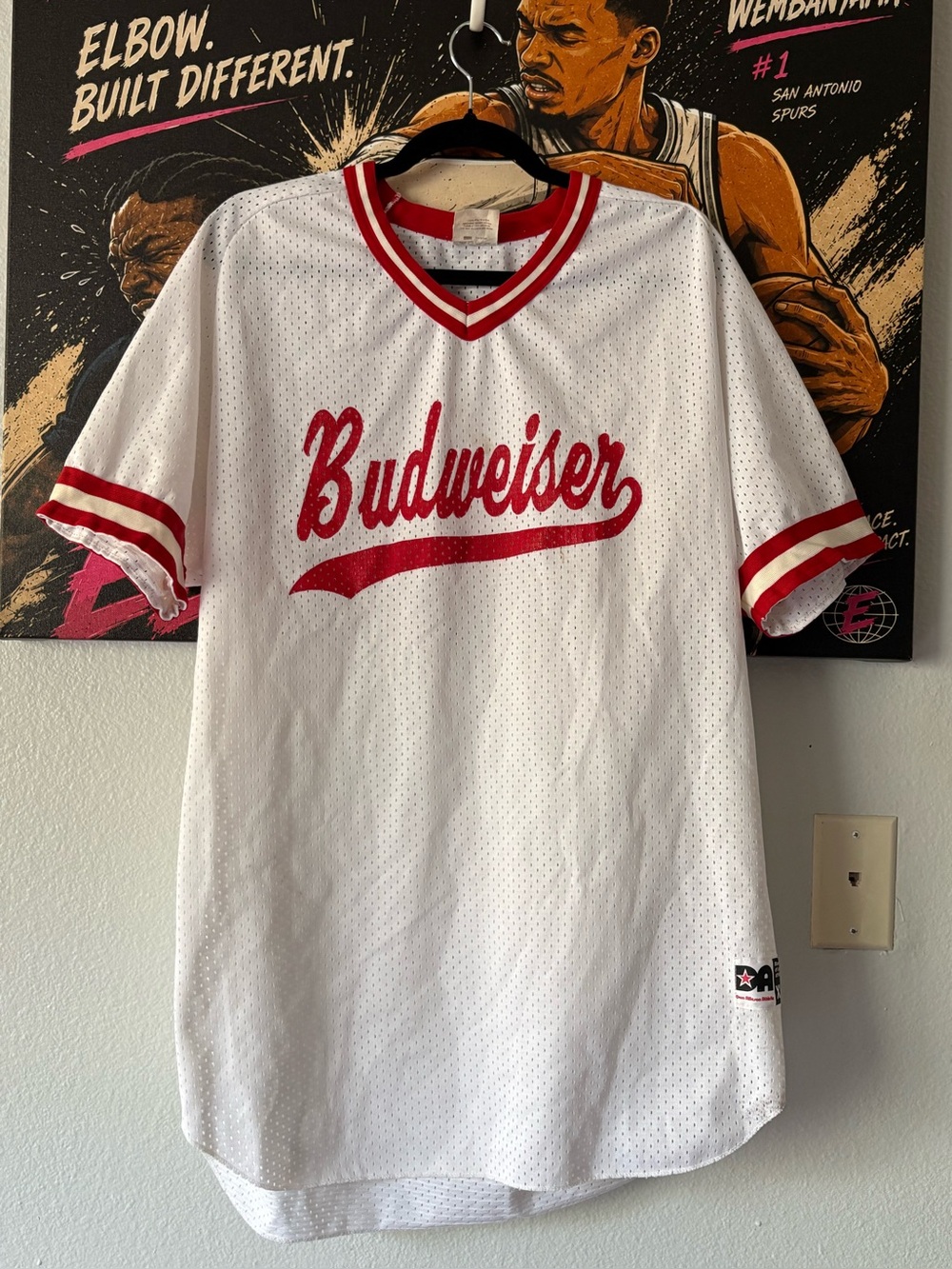 Budweiser Red White Mesh Jersey vintage DA size XL made in USA Jersey Baseball